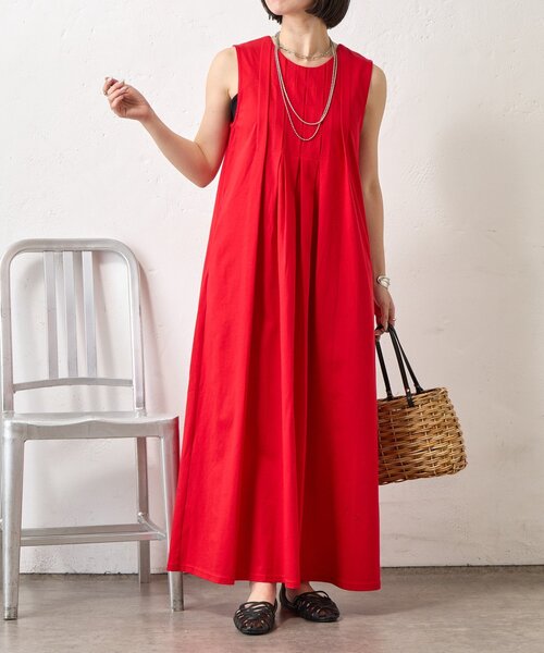 Jena espace merveilleux（ジェナ　エスパスメルヴェイユ）の「【美シルエット】フロントタックワンピース（ワンピース・レディース・ブラック/チャコールグレー/レッド・FREE）」の3枚目の写真