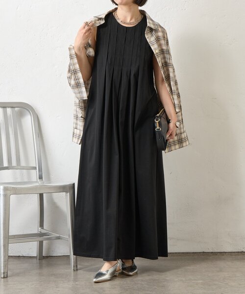 Jena espace merveilleux（ジェナ　エスパスメルヴェイユ）の「【美シルエット】フロントタックワンピース（ワンピース・レディース・ブラック/チャコールグレー/レッド・FREE）」の2枚目の写真