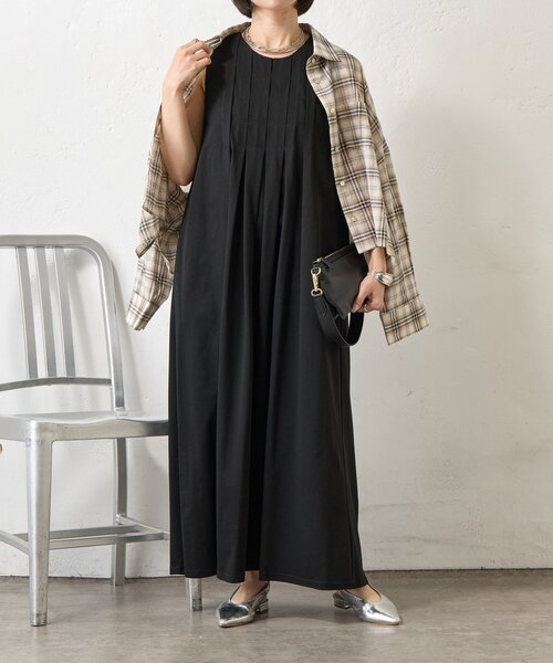 Jena espace merveilleux（ジェナ　エスパスメルヴェイユ）の「【美シルエット】フロントタックワンピース（ワンピース・レディース・ブラック/チャコールグレー/レッド・FREE）」の5枚目の写真