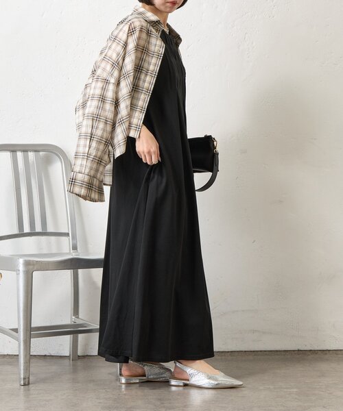 Jena espace merveilleux（ジェナ　エスパスメルヴェイユ）の「【美シルエット】フロントタックワンピース（ワンピース・レディース・ブラック/チャコールグレー/レッド・FREE）」の8枚目の写真