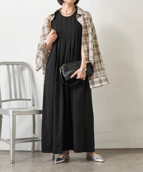 Jena espace merveilleux（ジェナ　エスパスメルヴェイユ）の「【美シルエット】フロントタックワンピース（ワンピース・レディース・ブラック/チャコールグレー/レッド・FREE）」の9枚目の写真