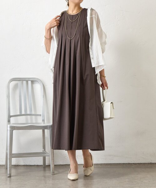 Jena espace merveilleux（ジェナ　エスパスメルヴェイユ）の「【美シルエット】フロントタックワンピース（ワンピース・レディース・ブラック/チャコールグレー/レッド・FREE）」の19枚目の写真