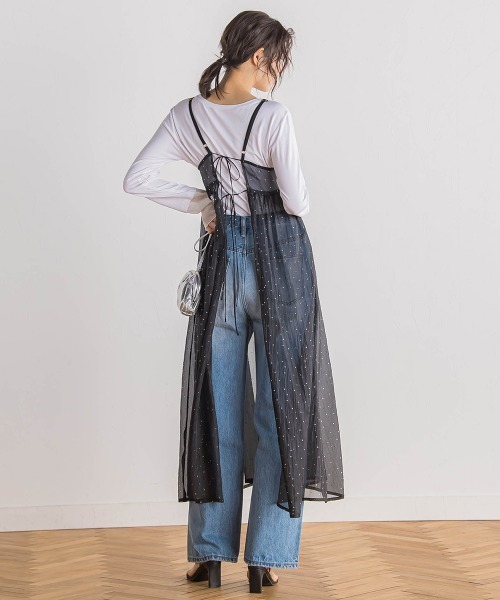 Droite lautreamont（ドロワットロートレアモン）の「箔ドットオーガンキャミワンピース≪手洗い可能≫（ワンピース・レディース・ブラック・M）」の3枚目の写真