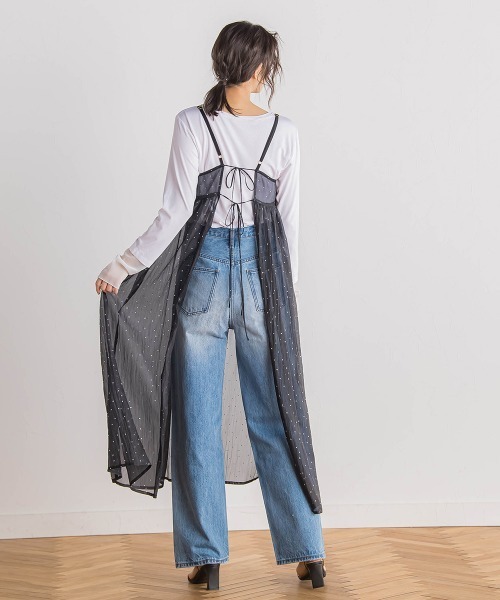 Droite lautreamont（ドロワットロートレアモン）の「箔ドットオーガンキャミワンピース≪手洗い可能≫（ワンピース・レディース・ブラック・M）」の7枚目の写真