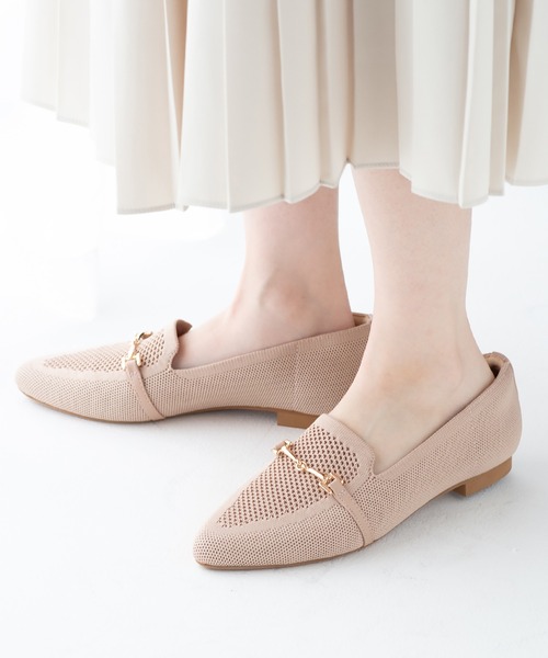 JELLY BEANS（ジェリービーンズ）の「ビット付きニットローファー(215-53163)JELLY BEANS(ジェリービーンズ)（ローファー・レディース・ベージュ系/ブラック/ピンクベージュ・22.5/23/23.5/24/24.5）」の3枚目の写真