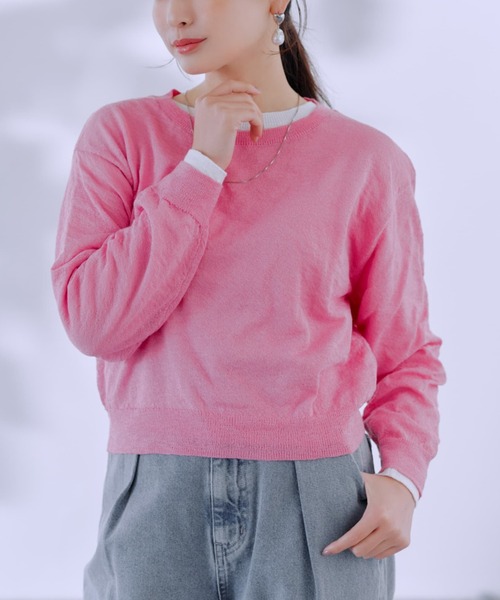 COHINA（コヒナ）の「スムージースラブシアーニット 【低身長・小柄女性】（ニット/セーター・レディース・ホワイト/グリーン/ピンク・ONE SIZE）」の3枚目の写真