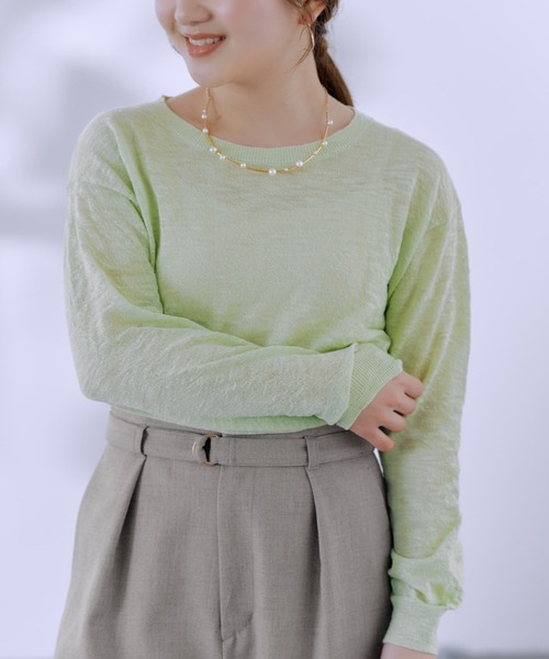 COHINA（コヒナ）の「スムージースラブシアーニット 【低身長・小柄女性】（ニット/セーター・レディース・ホワイト/グリーン/ピンク・ONE SIZE）」の2枚目の写真
