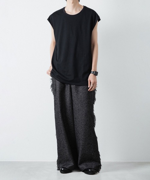 ato（アトウ）の「NO SLEEVE T-SHIRST（Tシャツ/カットソー・メンズ・ブラック/ホワイト・46/48）」の16枚目の写真