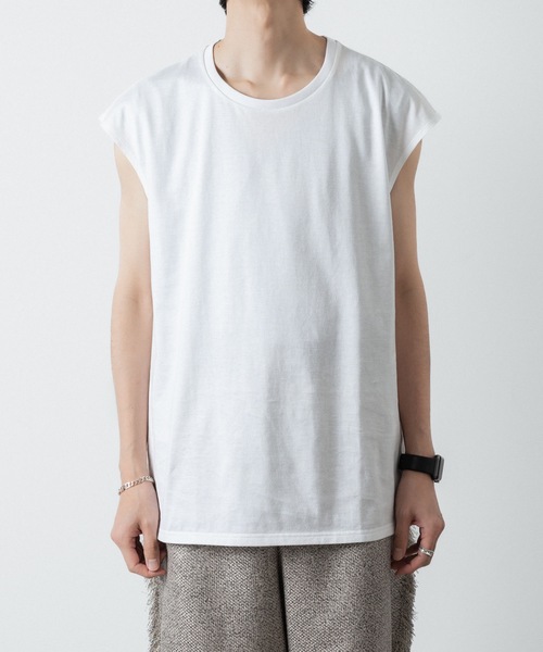 ato（アトウ）の「NO SLEEVE T-SHIRST（Tシャツ/カットソー・メンズ・ブラック/ホワイト・46/48）」の9枚目の写真