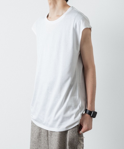 ato（アトウ）の「NO SLEEVE T-SHIRST（Tシャツ/カットソー・メンズ・ブラック/ホワイト・46/48）」の10枚目の写真