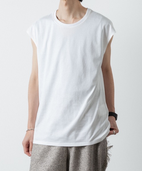 ato（アトウ）の「NO SLEEVE T-SHIRST（Tシャツ/カットソー・メンズ・ブラック/ホワイト・46/48）」の8枚目の写真