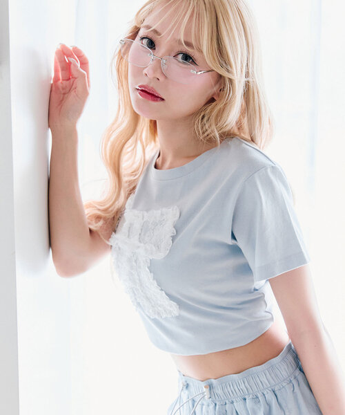 OLIVE des OLIVE(オリーブデオリーブ)の「リボンTシャツ(Tシャツ/カットソー・レディース・ネイビー/サックスブルー/オフホワイト・FREE)」の13枚目の写真