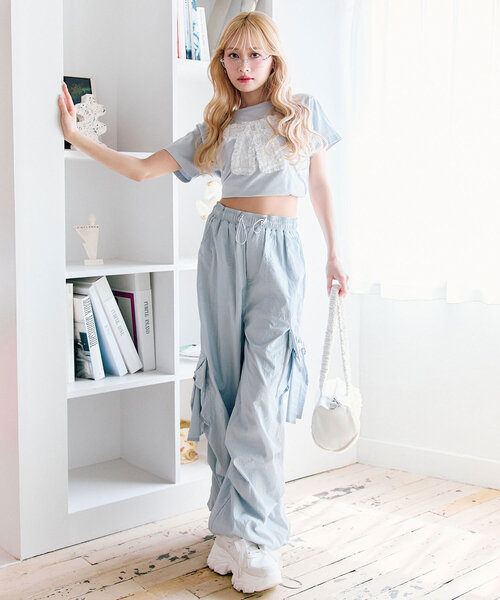 OLIVE des OLIVE(オリーブデオリーブ)の「リボンTシャツ(Tシャツ/カットソー・レディース・ネイビー/サックスブルー/オフホワイト・FREE)」の14枚目の写真