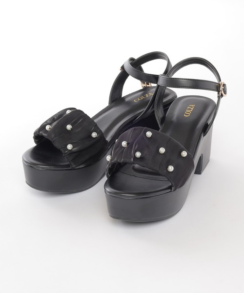 Honeys（ハニーズ）の「パール付ギャザーサンダル（サンダル・レディース・アイボリー/グレイッシュベージュ/ブラック・L/M/S）」の15枚目の写真