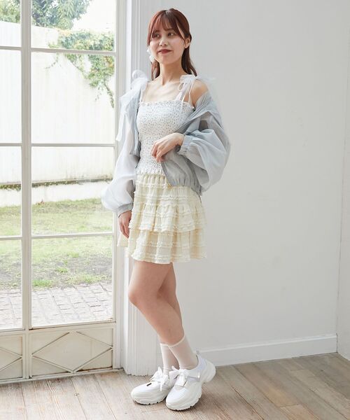 MAJESTIC LEGON（マジェスティックレゴン）の「カップ付ダブルリボンキャミソール（キャミソール・レディース・オフホワイト/ホワイト系その他/ブラック・MEDIUM）」の9枚目の写真