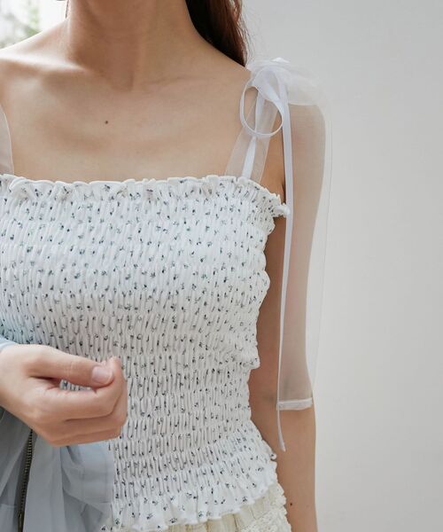 MAJESTIC LEGON（マジェスティックレゴン）の「カップ付ダブルリボンキャミソール（キャミソール・レディース・オフホワイト/ホワイト系その他/ブラック・MEDIUM）」の14枚目の写真