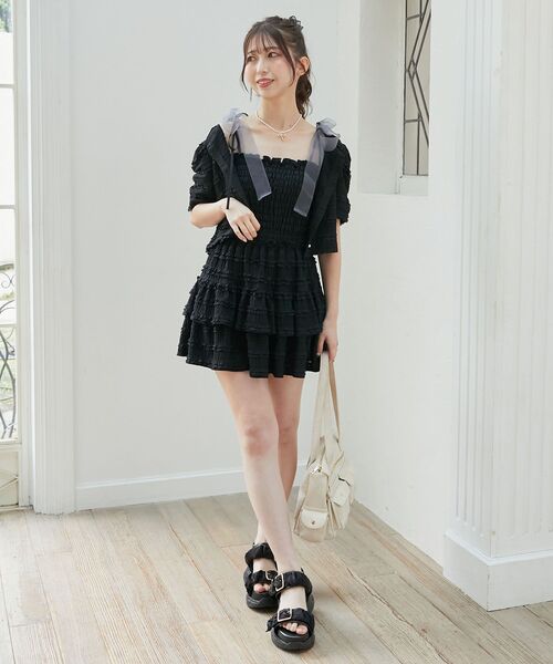 MAJESTIC LEGON（マジェスティックレゴン）の「カップ付ダブルリボンキャミソール（キャミソール・レディース・オフホワイト/ホワイト系その他/ブラック・MEDIUM）」の15枚目の写真