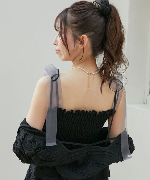 MAJESTIC LEGON（マジェスティックレゴン）の「カップ付ダブルリボンキャミソール（キャミソール・レディース・オフホワイト/ホワイト系その他/ブラック・MEDIUM）」の20枚目の写真