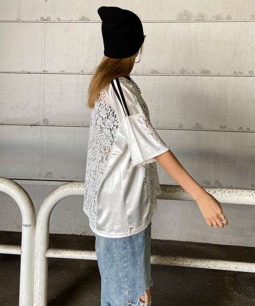 non-hedge(ノンヘッジ)の「レース切替ロゴビッグTシャツ(Tシャツ/カットソー・レディース・ブラック/オフホワイト・FREE)」の21枚目の写真