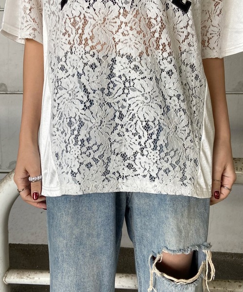 non-hedge(ノンヘッジ)の「レース切替ロゴビッグTシャツ(Tシャツ/カットソー・レディース・ブラック/オフホワイト・FREE)」の12枚目の写真