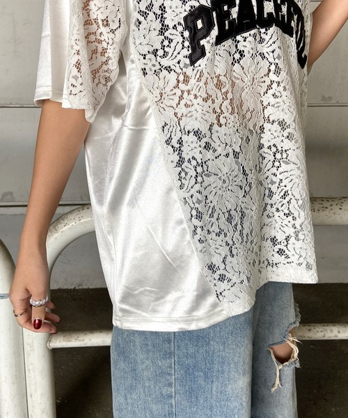 non-hedge(ノンヘッジ)の「レース切替ロゴビッグTシャツ(Tシャツ/カットソー・レディース・ブラック/オフホワイト・FREE)」の11枚目の写真