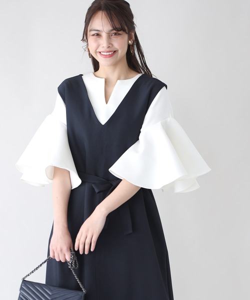 Ehre style(エーレスタイル)の「3つのシーンで着る逸品!ワンピ・お仕事・お出かけ・お呼ばれ(ジャンパースカート・レディース・ベージュ/グレー/ネイビー・FREE)」の10枚目の写真