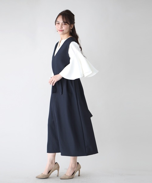 Ehre style(エーレスタイル)の「3つのシーンで着る逸品!ワンピ・お仕事・お出かけ・お呼ばれ(ジャンパースカート・レディース・ベージュ/グレー/ネイビー・FREE)」の6枚目の写真
