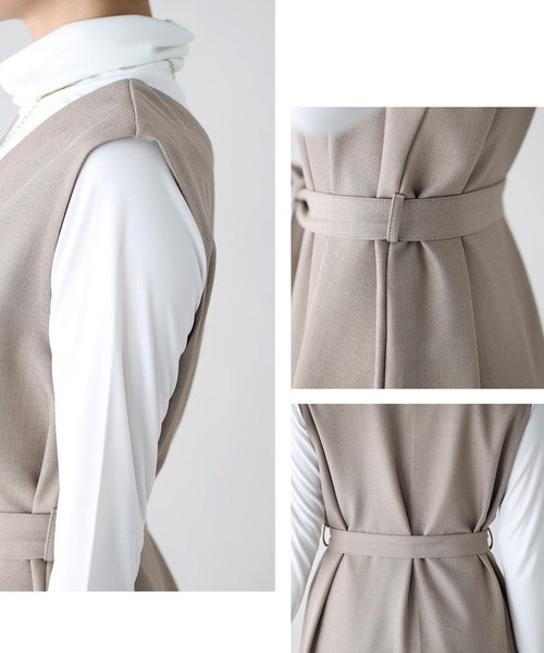 Ehre style(エーレスタイル)の「3つのシーンで着る逸品!ワンピ・お仕事・お出かけ・お呼ばれ(ジャンパースカート・レディース・ベージュ/グレー/ネイビー・FREE)」の13枚目の写真