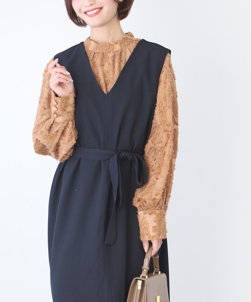 Ehre style(エーレスタイル)の「3つのシーンで着る逸品!ワンピ・お仕事・お出かけ・お呼ばれ(ジャンパースカート・レディース・ベージュ/グレー/ネイビー・FREE)」の18枚目の写真