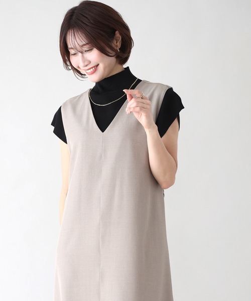 Ehre style(エーレスタイル)の「3つのシーンで着る逸品!ワンピ・お仕事・お出かけ・お呼ばれ(ジャンパースカート・レディース・ベージュ/グレー/ネイビー・FREE)」の22枚目の写真
