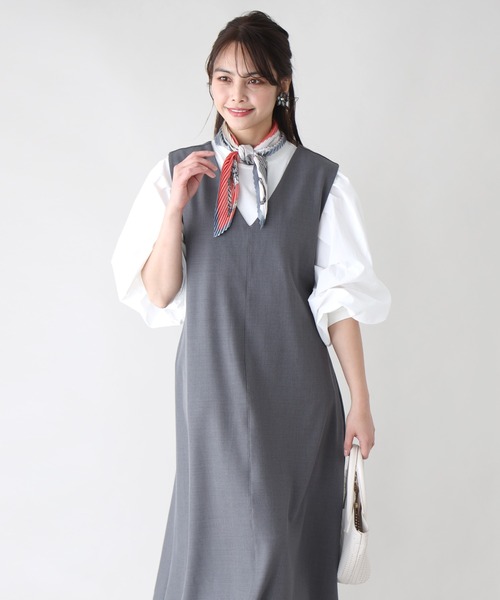 Ehre style(エーレスタイル)の「3つのシーンで着る逸品!ワンピ・お仕事・お出かけ・お呼ばれ(ジャンパースカート・レディース・ベージュ/グレー/ネイビー・FREE)」の19枚目の写真