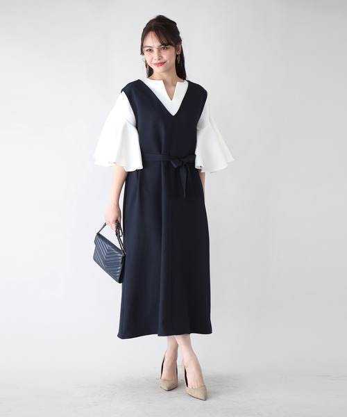 Ehre style(エーレスタイル)の「3つのシーンで着る逸品!ワンピ・お仕事・お出かけ・お呼ばれ(ジャンパースカート・レディース・ベージュ/グレー/ネイビー・FREE)」の17枚目の写真