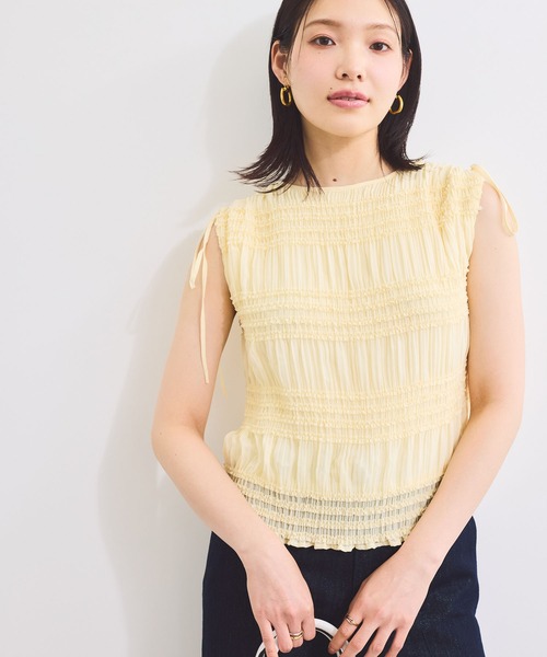 VIS（ビス）の「プリーツシアーシャーリングブラウス（シャツ/ブラウス・レディース・ホワイト系その他2/ブラック系その他/イエロー系その他・FREE）」の3枚目の写真