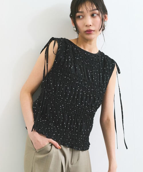 VIS（ビス）の「プリーツシアーシャーリングブラウス（シャツ/ブラウス・レディース・ホワイト系その他2/ブラック系その他/イエロー系その他・FREE）」の4枚目の写真