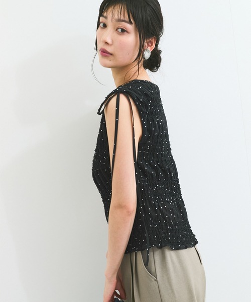 VIS（ビス）の「プリーツシアーシャーリングブラウス（シャツ/ブラウス・レディース・ホワイト系その他2/ブラック系その他/イエロー系その他・FREE）」の6枚目の写真