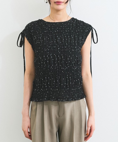 VIS（ビス）の「プリーツシアーシャーリングブラウス（シャツ/ブラウス・レディース・ホワイト系その他2/ブラック系その他/イエロー系その他・FREE）」の9枚目の写真