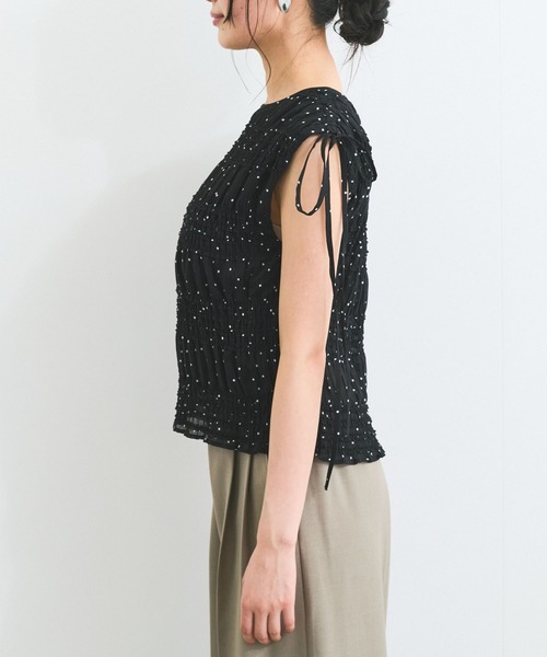 VIS（ビス）の「プリーツシアーシャーリングブラウス（シャツ/ブラウス・レディース・ホワイト系その他2/ブラック系その他/イエロー系その他・FREE）」の10枚目の写真