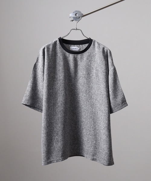 ATELANE(アテレーン)の「ATELANE サマーツイードセットアップ/半袖Tシャツ/ショートパンツ(セットアップ・メンズ・ブラック/ホワイト/チャコール・M/L/XL)」の4枚目の写真