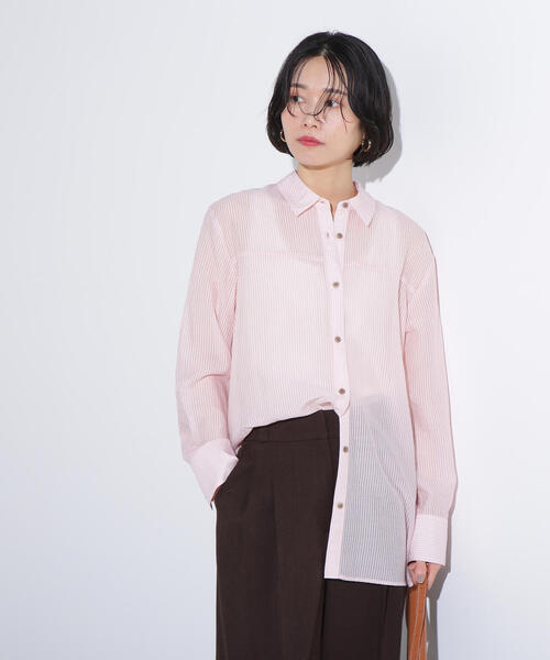 N.(N. Natural Beauty Basic)(エヌエヌナチュラルビューティーベーシック)の「シアーオーバーシャツ(シャツ/ブラウス・レディース・ベージュ/ブルー系その他/ピンク系その他・MEDIUM)」の5枚目の写真