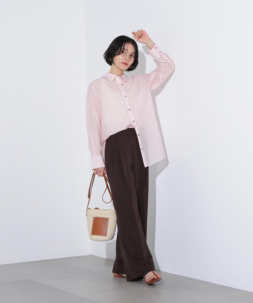 N.(N. Natural Beauty Basic)(エヌエヌナチュラルビューティーベーシック)の「シアーオーバーシャツ(シャツ/ブラウス・レディース・ベージュ/ブルー系その他/ピンク系その他・MEDIUM)」の6枚目の写真