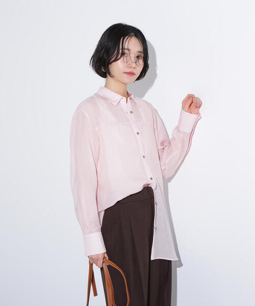 N.(N. Natural Beauty Basic)(エヌエヌナチュラルビューティーベーシック)の「シアーオーバーシャツ(シャツ/ブラウス・レディース・ベージュ/ブルー系その他/ピンク系その他・MEDIUM)」の7枚目の写真