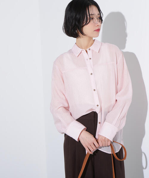 N.(N. Natural Beauty Basic)(エヌエヌナチュラルビューティーベーシック)の「シアーオーバーシャツ(シャツ/ブラウス・レディース・ベージュ/ブルー系その他/ピンク系その他・MEDIUM)」の8枚目の写真
