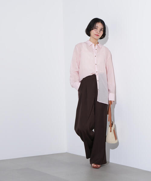 N.(N. Natural Beauty Basic)(エヌエヌナチュラルビューティーベーシック)の「シアーオーバーシャツ(シャツ/ブラウス・レディース・ベージュ/ブルー系その他/ピンク系その他・MEDIUM)」の9枚目の写真