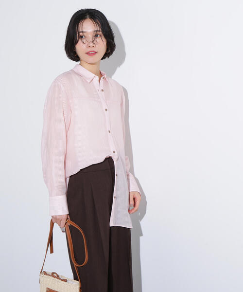 N.(N. Natural Beauty Basic)(エヌエヌナチュラルビューティーベーシック)の「シアーオーバーシャツ(シャツ/ブラウス・レディース・ベージュ/ブルー系その他/ピンク系その他・MEDIUM)」の10枚目の写真