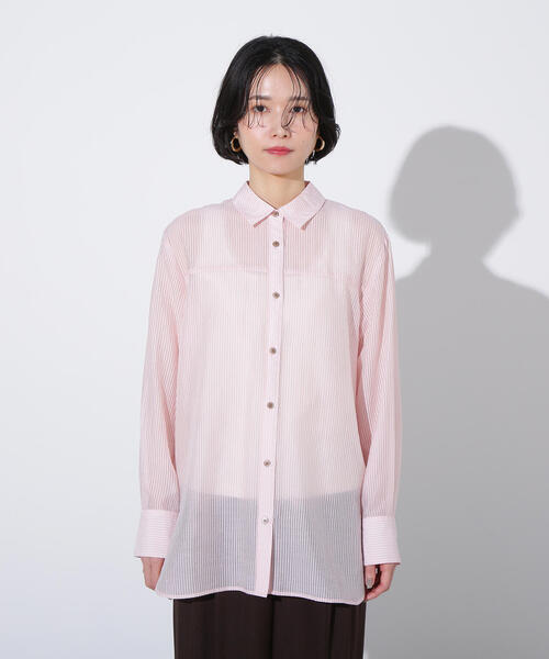 N.(N. Natural Beauty Basic)(エヌエヌナチュラルビューティーベーシック)の「シアーオーバーシャツ(シャツ/ブラウス・レディース・ベージュ/ブルー系その他/ピンク系その他・MEDIUM)」の12枚目の写真