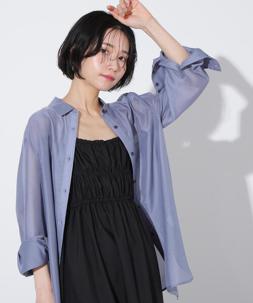 N.(N. Natural Beauty Basic)(エヌエヌナチュラルビューティーベーシック)の「シアーオーバーシャツ(シャツ/ブラウス・レディース・ベージュ/ブルー系その他/ピンク系その他・MEDIUM)」の1枚目の写真