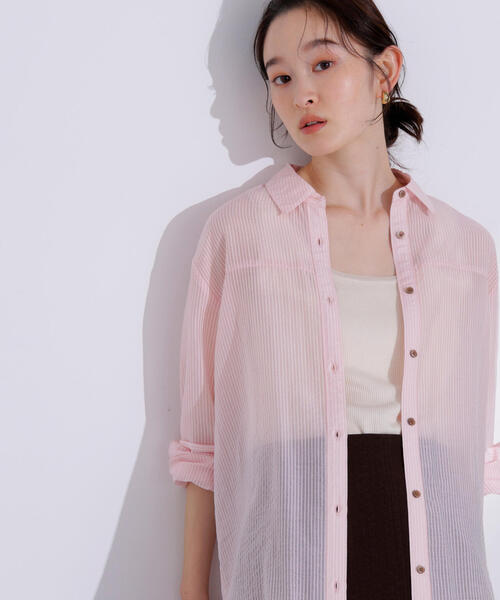 N.(N. Natural Beauty Basic)(エヌエヌナチュラルビューティーベーシック)の「シアーオーバーシャツ(シャツ/ブラウス・レディース・ベージュ/ブルー系その他/ピンク系その他・MEDIUM)」の3枚目の写真