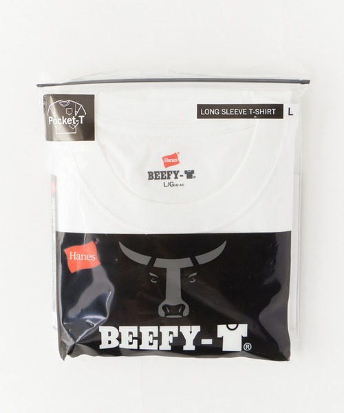 HANES(ヘインズ)の「Hanes/ヘインズ 1P L/S POCKET TEE BEEFY-T ロングスリーブポケットTシャツ 秋 秋服 2026年秋冬(Tシャツ/カットソー・メンズ・ブラック/ホワイト/ネイビー・XL/L/M)」の2枚目の写真