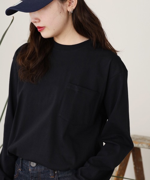 Hanes/ヘインズ 1P L/S POCKET TEE BEEFY-T ロングスリーブポケットT