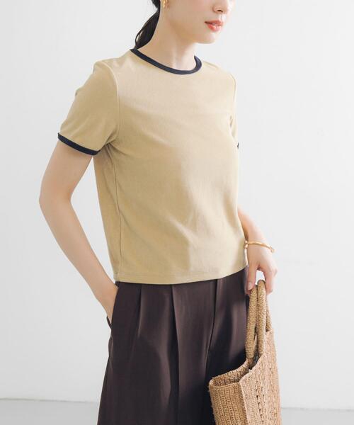 URBAN RESEARCH（アーバンリサーチ）の「パイルリンガーコンパクトTシャツ（Tシャツ/カットソー・レディース・ブラウン/グレー/ブラック/ブルー/イエロー・FREE）」の9枚目の写真